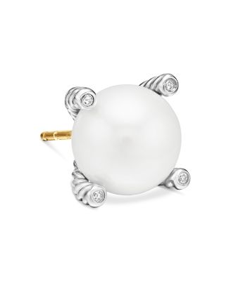 Cultured Freshwater Pearl Earrings with Diamonds