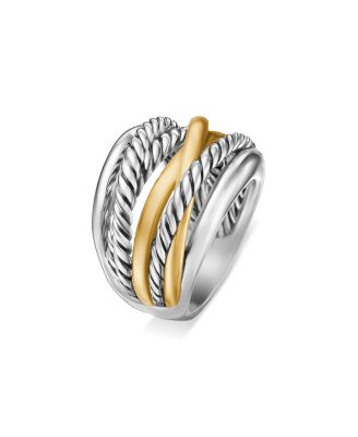 Crossover Wide Ring with 14K Gold