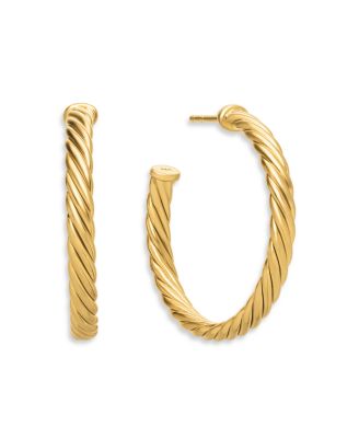 David Yurman - Cablespira&reg; Hoop Earrings in 18K Yellow Gold, 1in