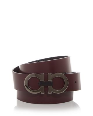 FERRAGAMO - Men's Double Gancini Reversible Leather Belt