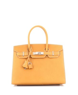 Pre-Owned Hermes Birkin 30 Handbag Brown Vache Naturelle Grainee with Palladium Hardware