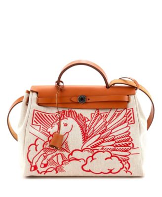 Pre-Owned Hermes 31 Herbag Zip Pegase Pop Toile and Leather