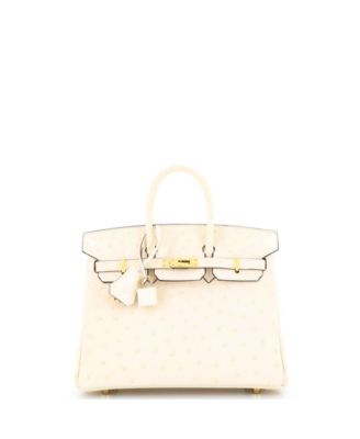 Pre-Owned Hermes Birkin 25 Handbag Light Ostrich with Gold Hardware