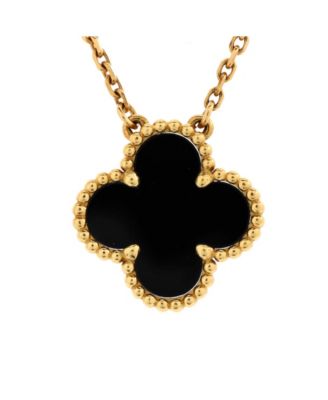 Pre-Owned Van Cleef & Arpels Vintage Alhambra Pendant Necklace 18k Gold and Onyx