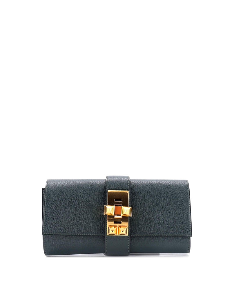 Pre-owned Pre-owned Hermes Hermes 23 Medor Clutch Chevre Mysore In Green