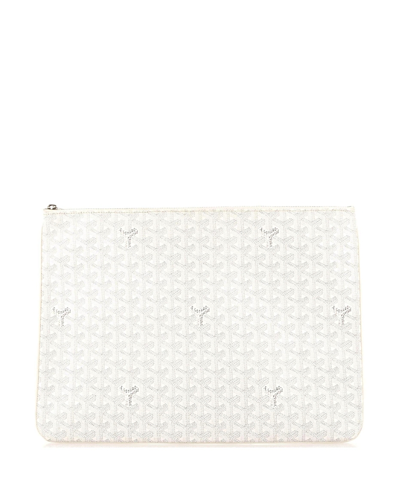 Pre-owned Pre-owned Goyard Goyard Gm Senat Zip Pouch Coated Canvas In White