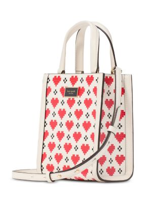 Manhattan Pixel Hearts Embossed Saffiano Leather Mini Tote 