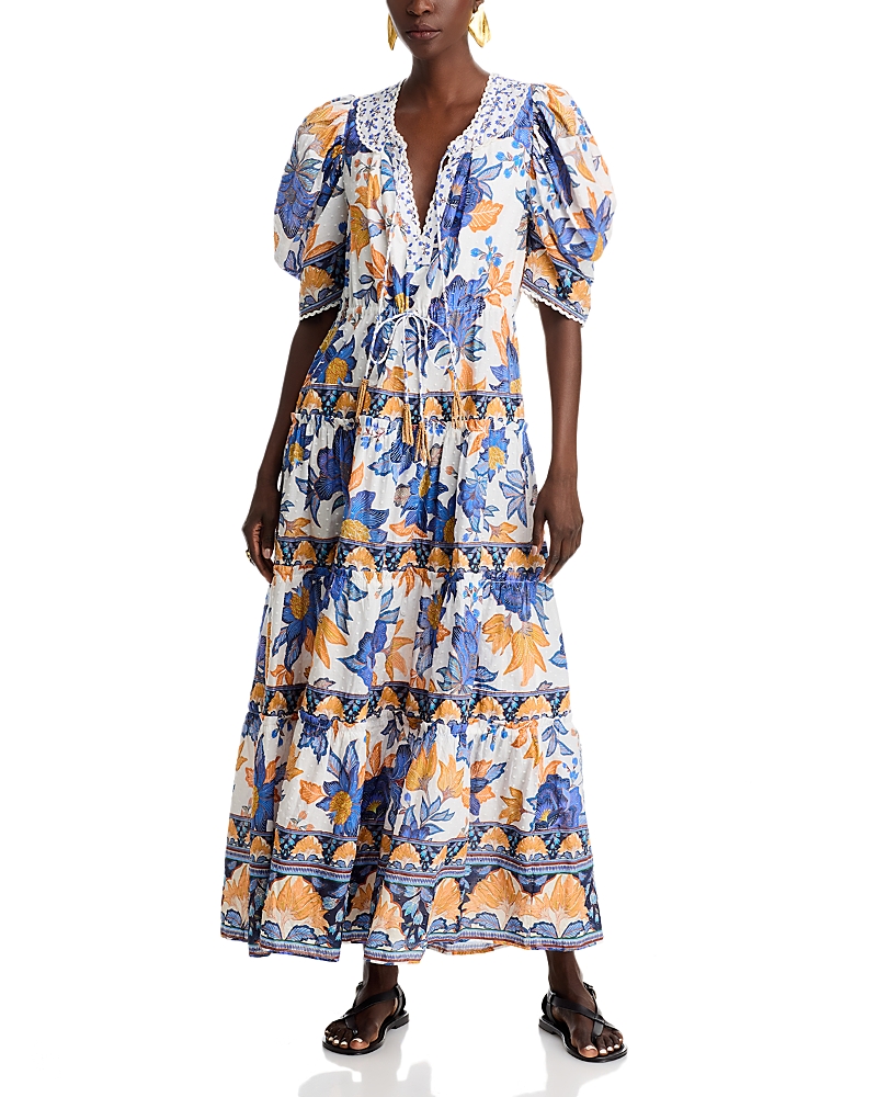 Farm Rio Summer Flowers Maxi Dress In Summer Flowers Off-white