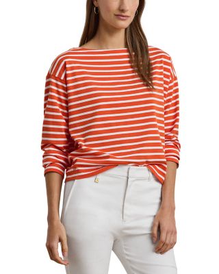 Ralph Lauren - Striped Cotton Jersey Boatneck Top