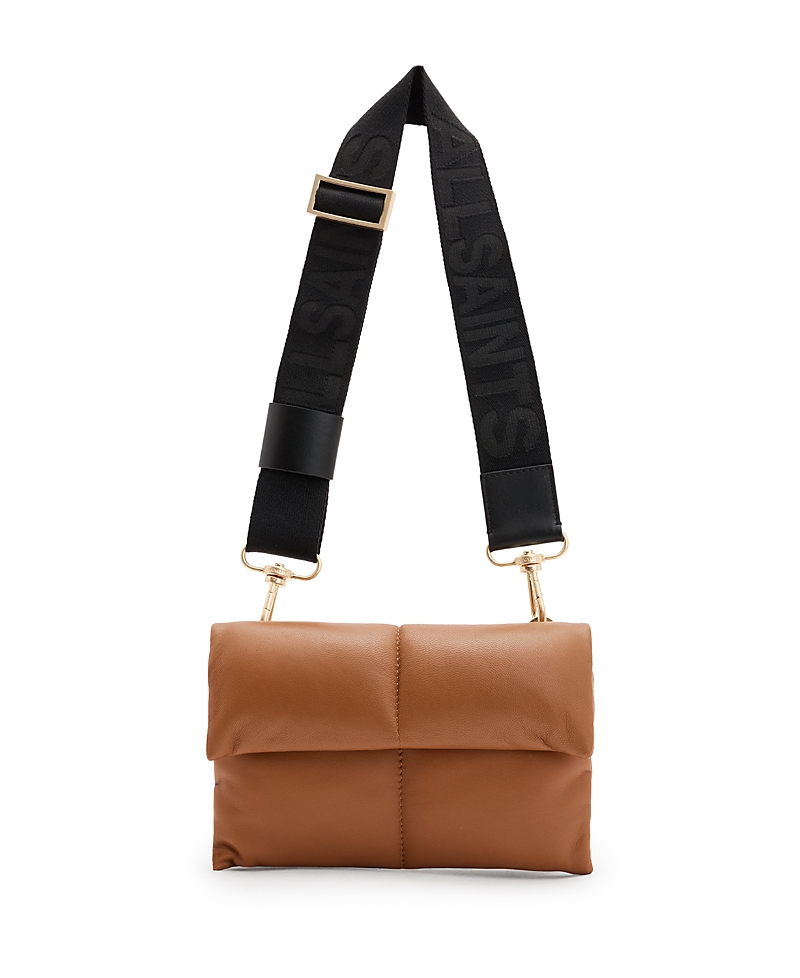 Allsaints Ezra Quilted Leather Crossbody Bag In Sepia Brown