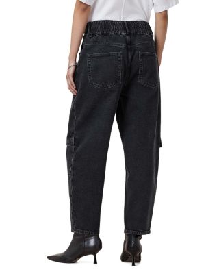 Daisy Mae High Rise Cropped Tapered Cargo Jeans in Washed Black