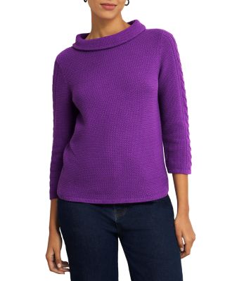 Camilla Boat Neck Cable Knit Sleeve Sweater 