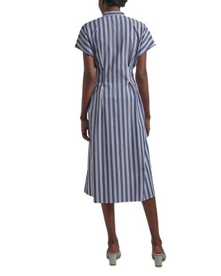 Stand Collar Button Front Midi Dress