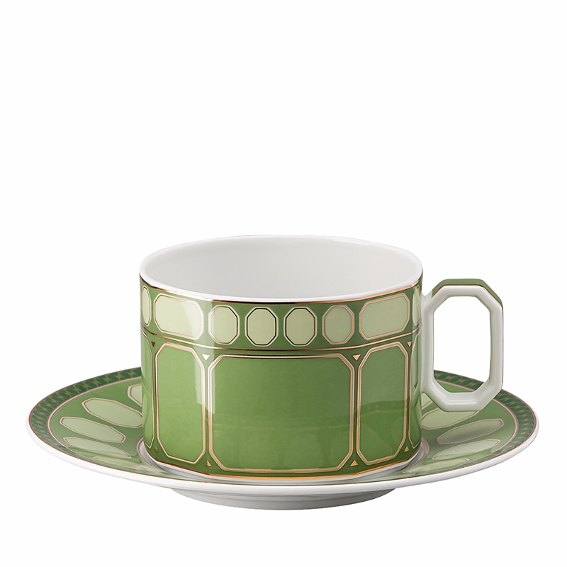 Rosenthal Swarovski Signum Teacup And Saucer In Fern Green