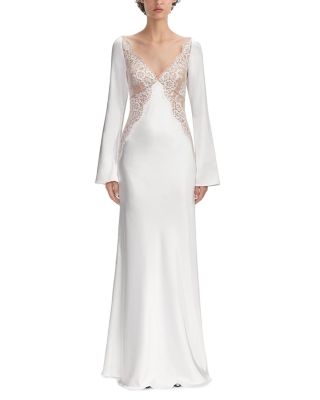 Self-Portrait - x Christopher Kane Lace Satin Long Sleeve Maxi Dress