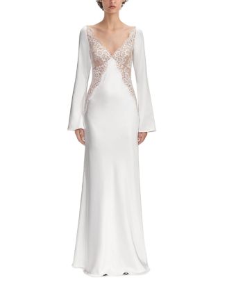 Self-Portrait x Christopher Kane Lace Satin Long Sleeve Maxi Dress |  Bloomingdale's Women