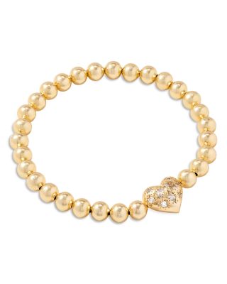 Kendra Scott Holland 14K Gold Plated Mixed Cut Stone Heart Charm Beaded Stretch Bracelet