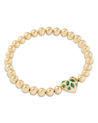 Kendra Scott - Holland 14K Gold Plated Mixed Cut Stone Heart Charm Beaded Stretch Bracelet