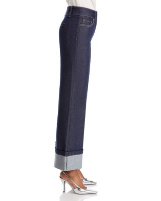 Raquelita Sheen High Rise Wide Leg Jeans in Dark Denim Blue