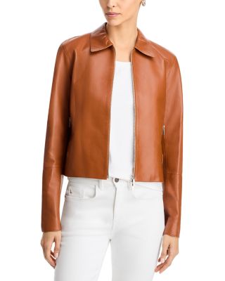 Zip Front Cropped Leather Jacket