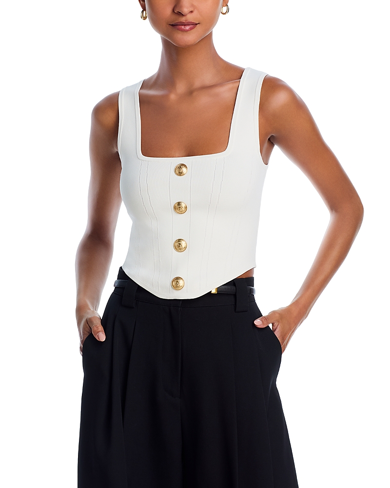 L'agence Saga Square-neck Corset Top In Neutral