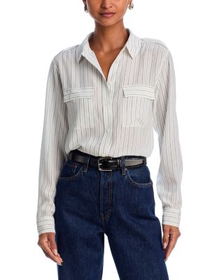 FRAME - The Striped Pocket Silk Shirt