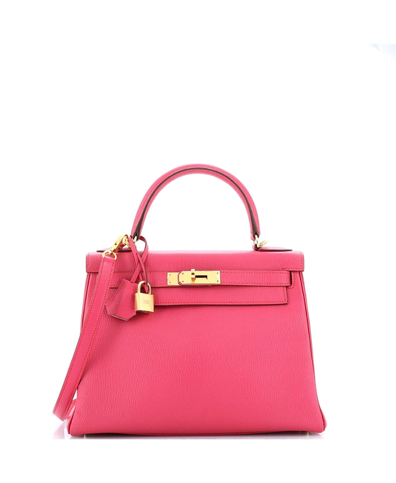 Pre-owned Pre-owned Hermes Hermes Kelly 28 Handbag Bicolor Chevre Mysore With Gold Hardware In Bicolor - Fuchsia/pink