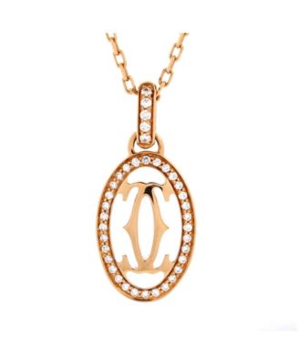Pre-Owned Cartier Double C de Cartier Pendant Necklace 18K Rose Gold and Diamonds