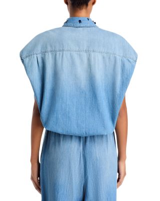 Embellished Collar Denim Shirt