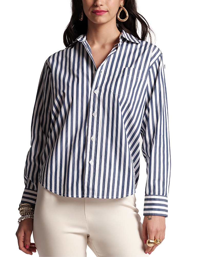 FRANCES VALENTINE PERFECT BUTTON DOWN STRIPE TOP