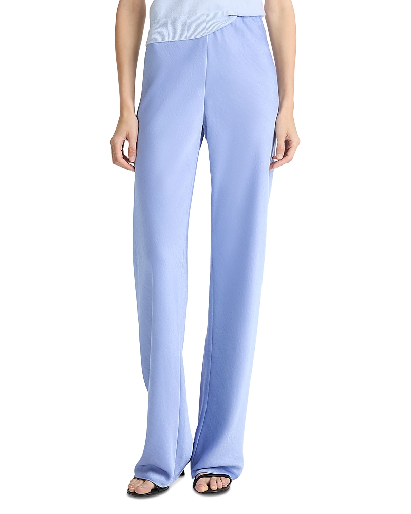 Vince Fluid Bias-cut Crushed Satin Pants In Dark Pacific