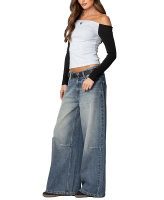 Contrast Off Shoulder Top