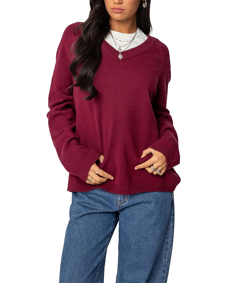 Edikted Martha Oversized V Neck Sweater