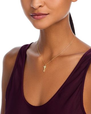 18K Yellow Gold Tiny Treasures Diamond Key Pendant Necklace, 16-18"