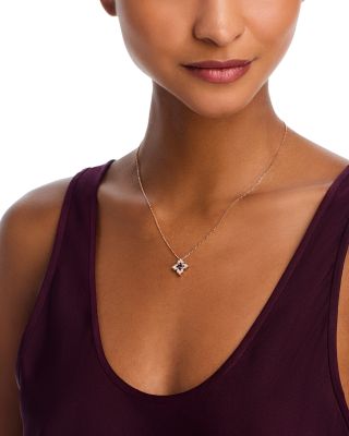 18K Rose Gold Venetian Princess Carnival Amethyst & Diamond Flower Pendant Necklace, 16-17"