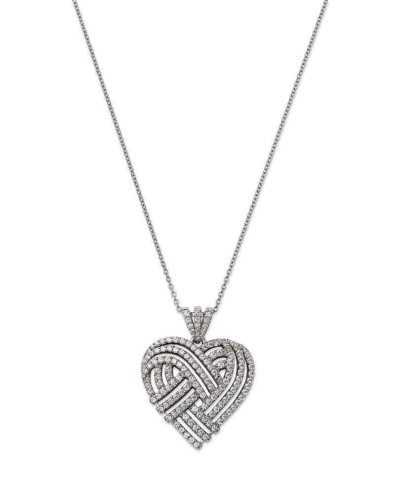 Bloomingdale's Fine Collection Diamond Heart Pendant Necklace In 14k White Gold, 1.0 Ct. T. W. In White