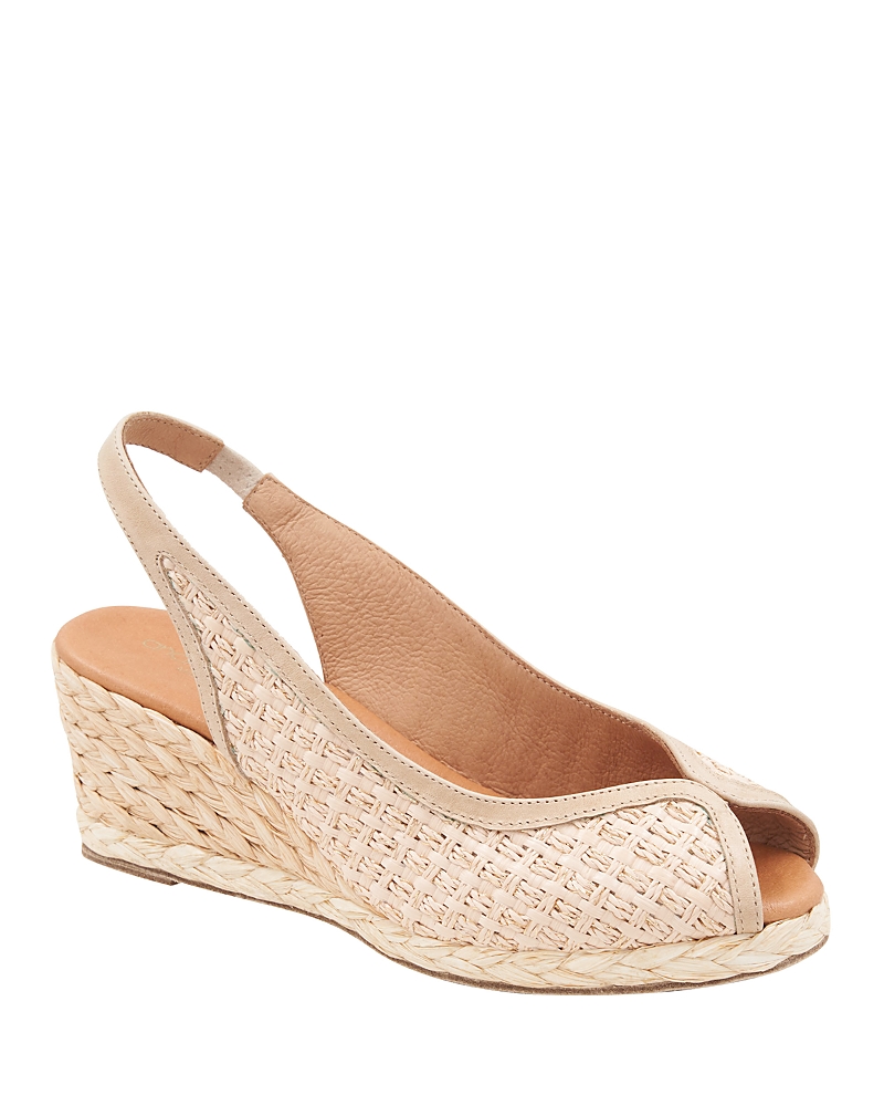 Andre Assous André Assous Audrey Slingback Espadrille Peep Toe Wedge Sandal In Natural/platino