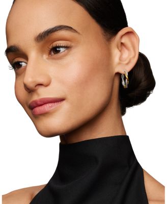 Petite Infinity Hoop Earrings in Sterling Silver with 14K Yellow Gold