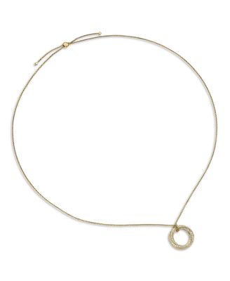 Pav&eacute; Crossover Pendant Necklace in 18K Yellow Gold with Diamonds, 30mm