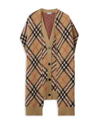 Burberry - Check Wool Mohair Blend Cape