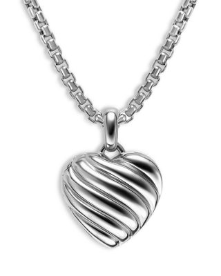 Sculpted Cable Heart Locket in Sterling Silver, 23mm