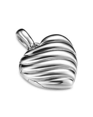 Sculpted Cable Heart Locket in Sterling Silver, 23mm