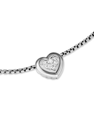Puffy Heart Pendant Necklace in Sterling Silver with Diamonds, 7.8mm