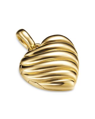 Sculpted Cable Heart Locket in 18K Yellow Gold, 23mm