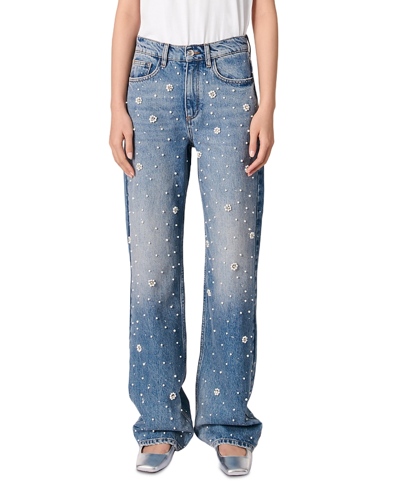Maje Mid-rise Flared Jeans In Blue