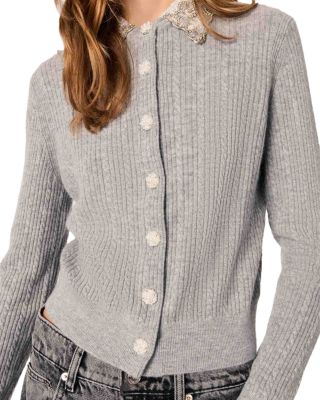 Maje Cardigan with Jewelry Collar | Bloomingdale's