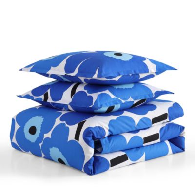 Unikko 3 Piece Cotton Percale Comforter Set, Full Queen