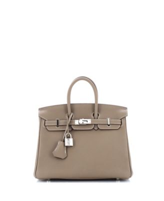 Pre-Owned HERMES Birkin 25 Handbag Grey Togo with Palladium Hardware