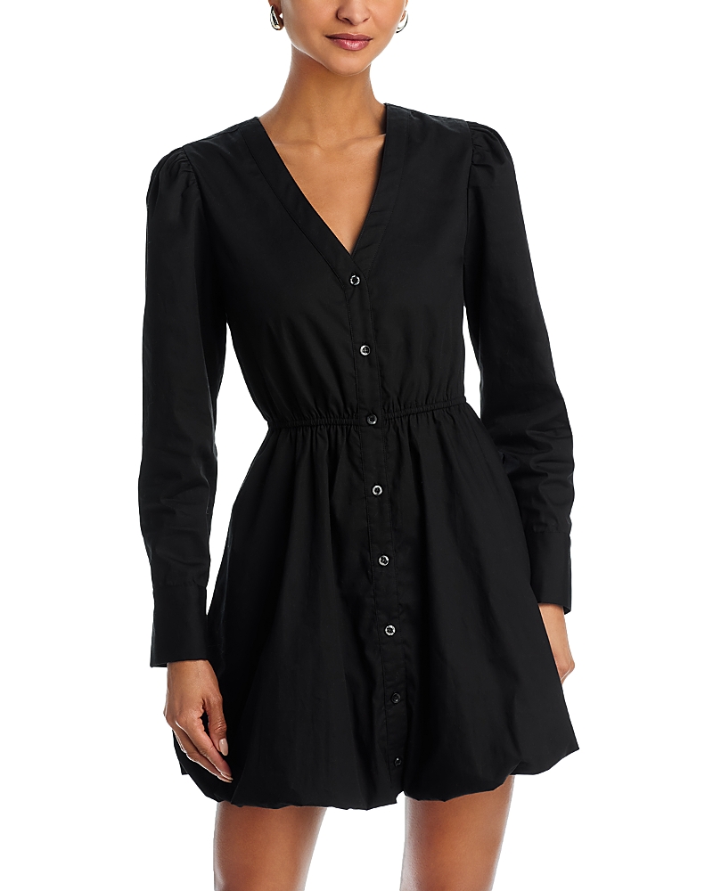 AQUA PUFF SLEEVE BUTTON FRONT BUBBLE DRESS - EXCLUSIVE