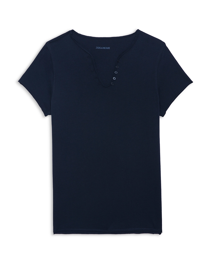 Zadig & Voltaire Womens Noir Celsy Five-buttoned Cashmere T-shirt In Encre